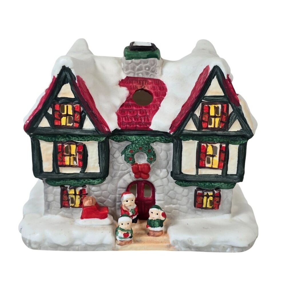 Christmas House Candle Holder Village Porcelain Holiday Decoration Town Building